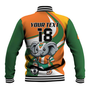 Custom Ivory Coast Football Baseball Jacket Les Elephants Mascot - African Pride