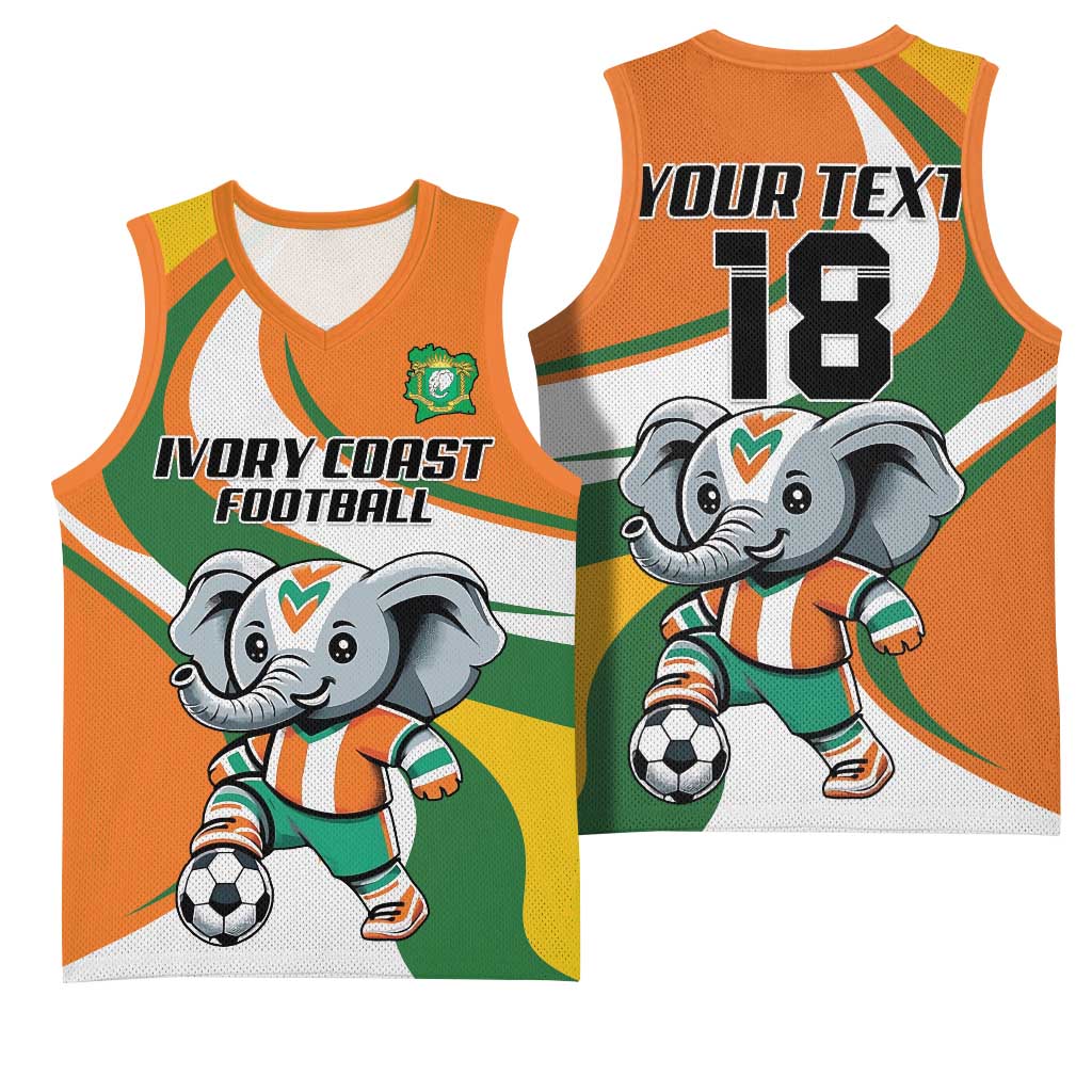 Custom Ivory Coast Football Basketball Jersey Les Elephants Mascot - African Pride