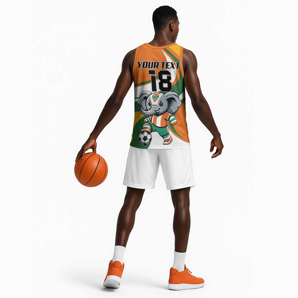 Custom Ivory Coast Football Basketball Jersey Les Elephants Mascot - African Pride
