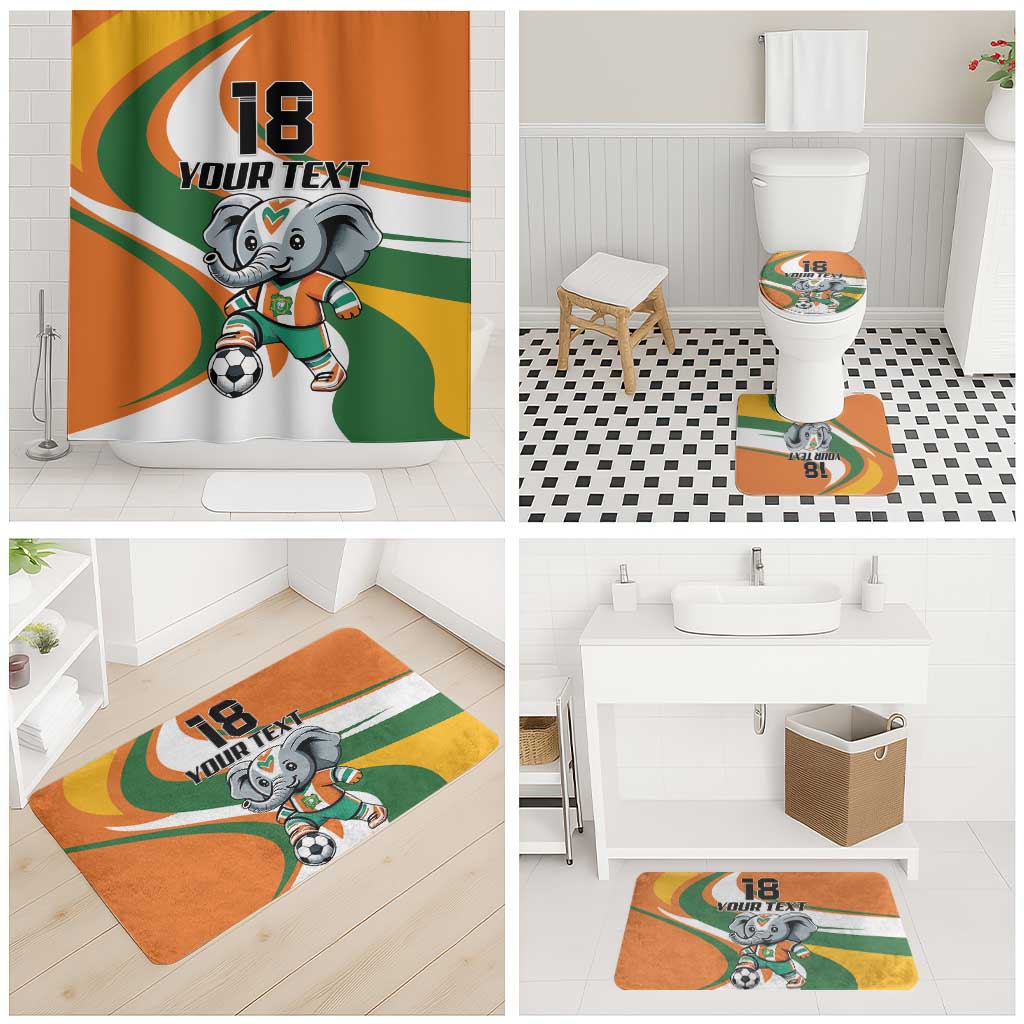 Custom Ivory Coast Football Bathroom Set Les Elephants Mascot - African Pride