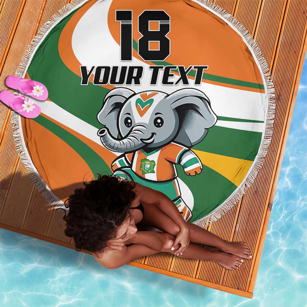 Custom Ivory Coast Football Beach Blanket Les Elephants Mascot - African Pride