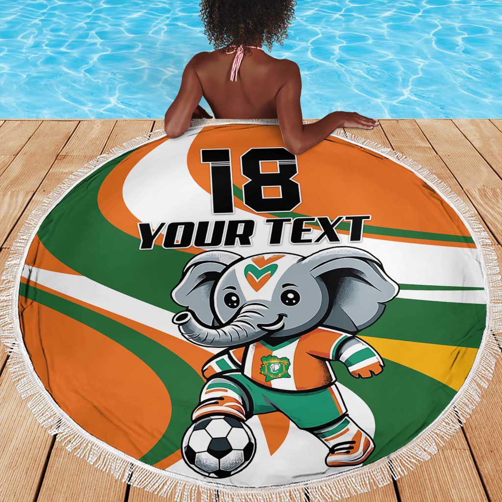 Custom Ivory Coast Football Beach Blanket Les Elephants Mascot - African Pride