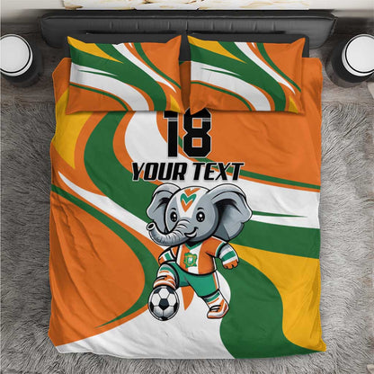 Custom Ivory Coast Football Bedding Set Les Elephants Mascot - African Pride