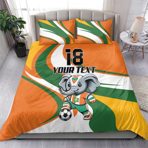 Custom Ivory Coast Football Bedding Set Les Elephants Mascot - African Pride