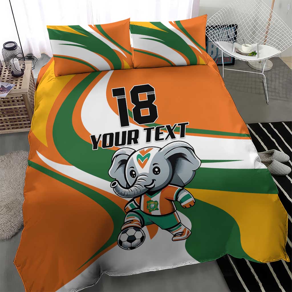 Custom Ivory Coast Football Bedding Set Les Elephants Mascot - African Pride