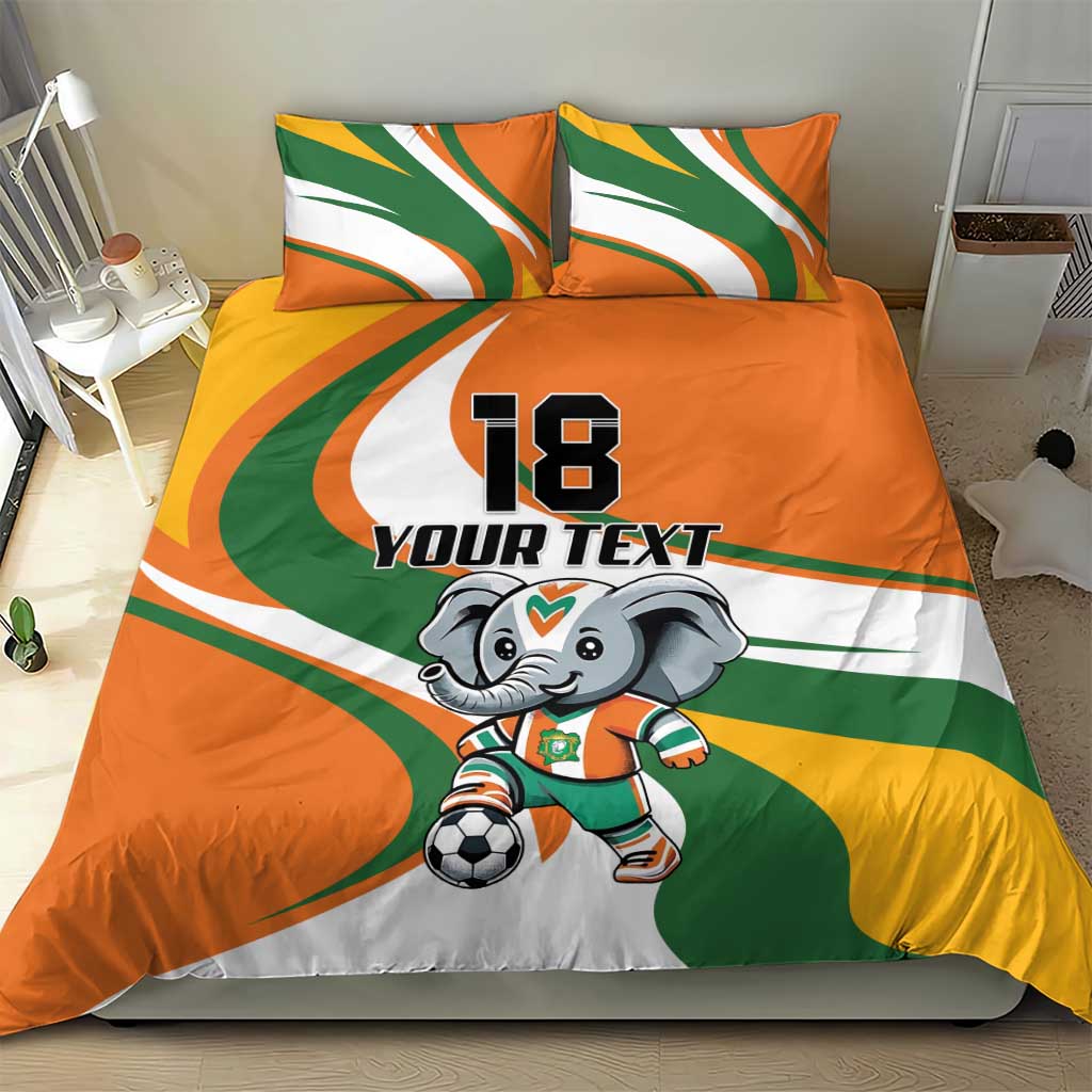 Custom Ivory Coast Football Bedding Set Les Elephants Mascot - African Pride