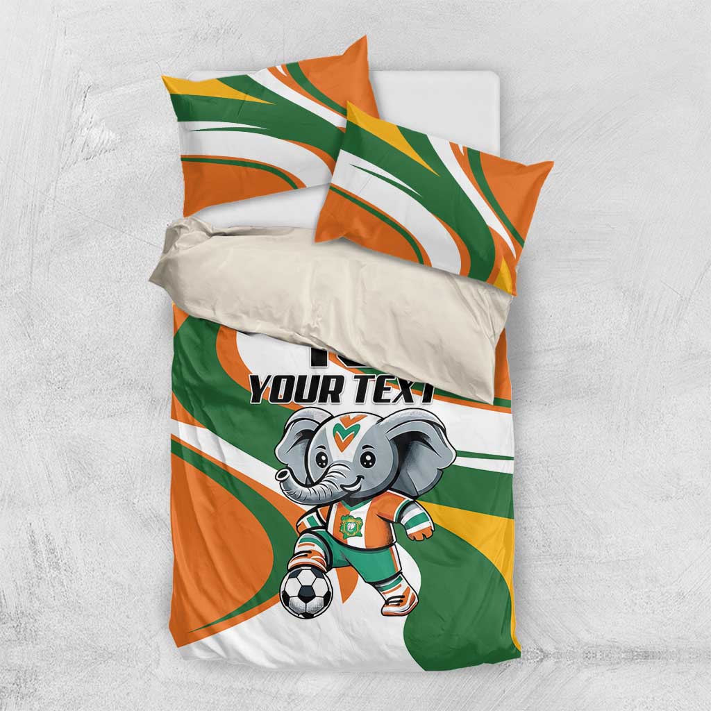 Custom Ivory Coast Football Bedding Set Les Elephants Mascot - African Pride