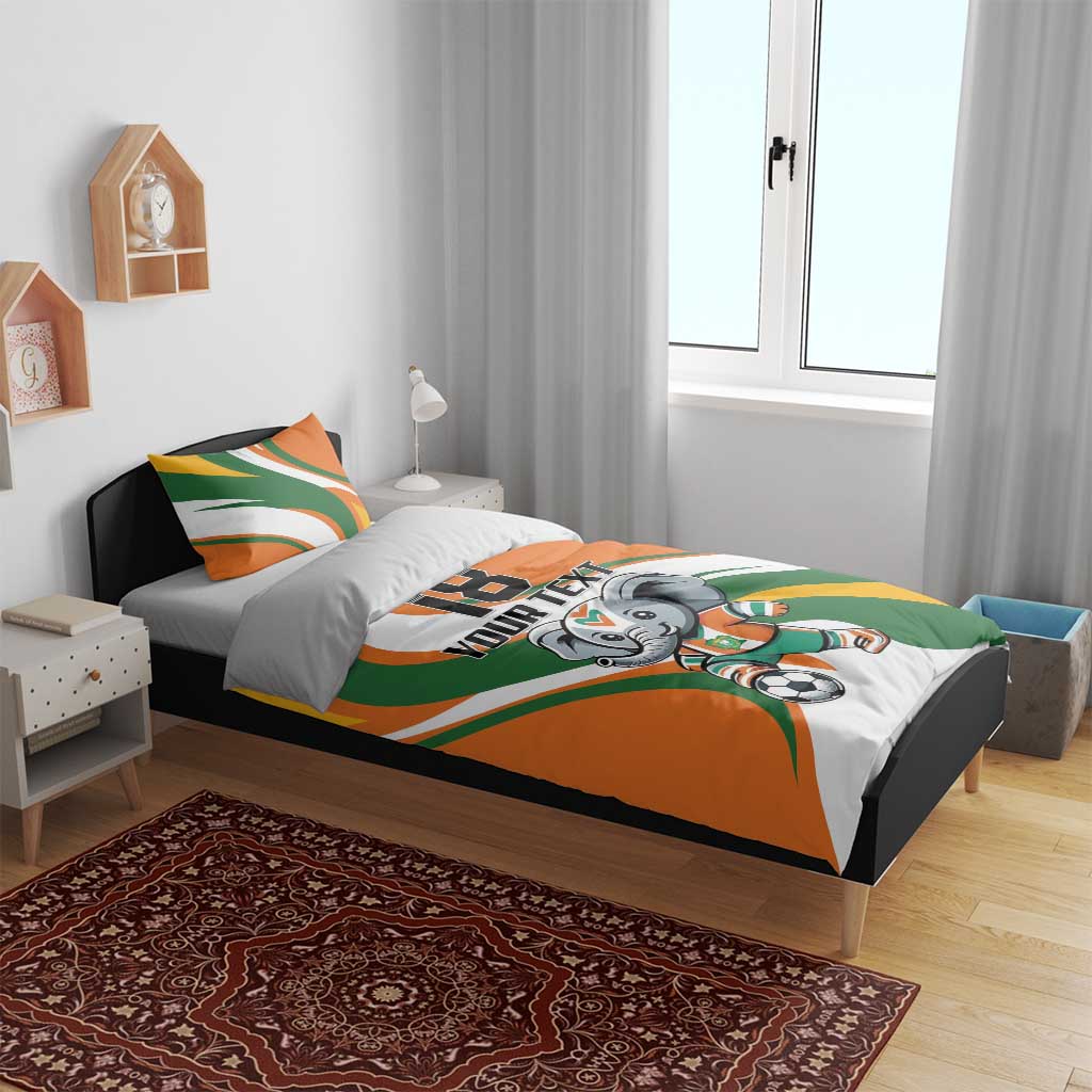 Custom Ivory Coast Football Bedding Set Les Elephants Mascot - African Pride