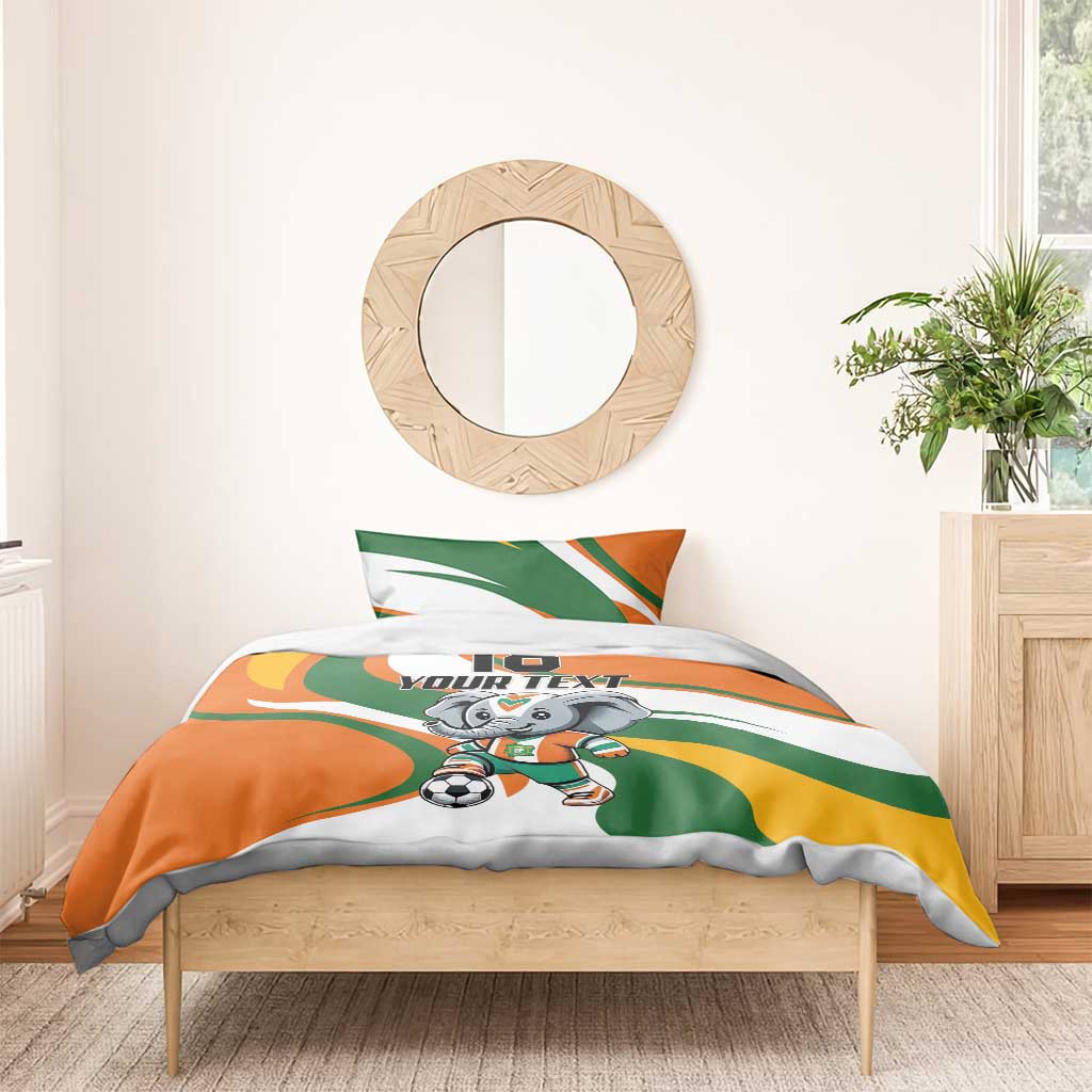 Custom Ivory Coast Football Bedding Set Les Elephants Mascot - African Pride