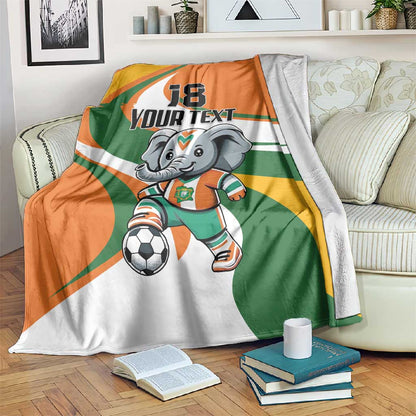 Custom Ivory Coast Football Blanket Les Elephants Mascot - African Pride