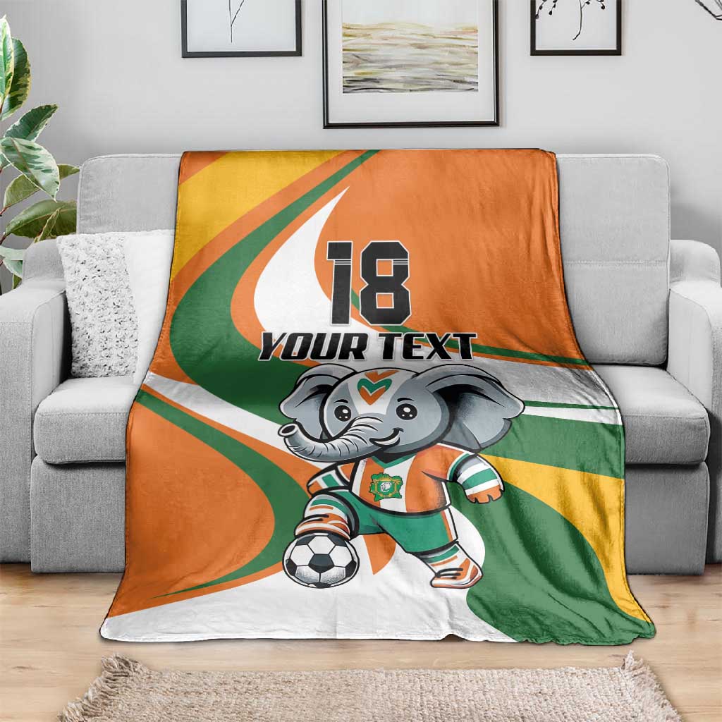 Custom Ivory Coast Football Blanket Les Elephants Mascot - African Pride