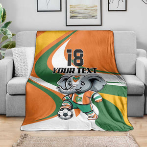 Custom Ivory Coast Football Blanket Les Elephants Mascot - African Pride