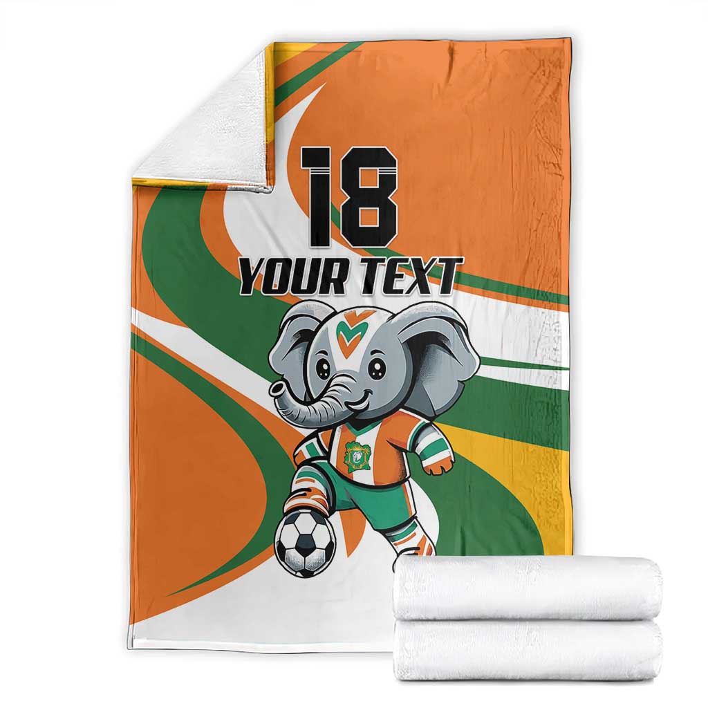 Custom Ivory Coast Football Blanket Les Elephants Mascot - African Pride