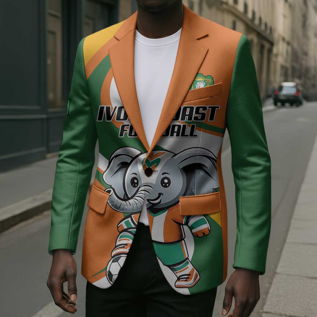 Custom Ivory Coast Football Blazer Les Elephants Mascot - African Pride