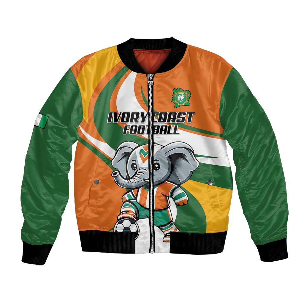 Custom Ivory Coast Football Bomber Jacket Les Elephants Mascot - African Pride