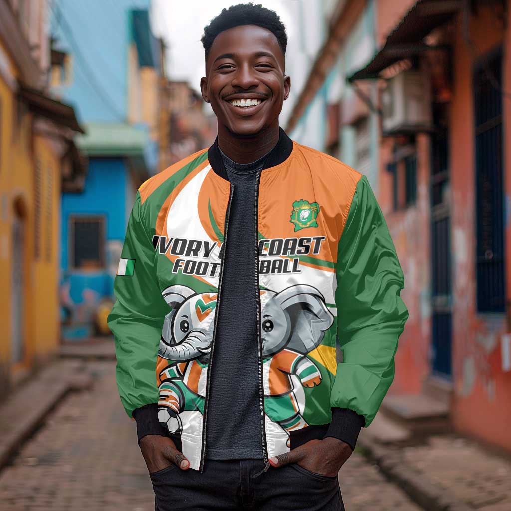 Custom Ivory Coast Football Bomber Jacket Les Elephants Mascot - African Pride