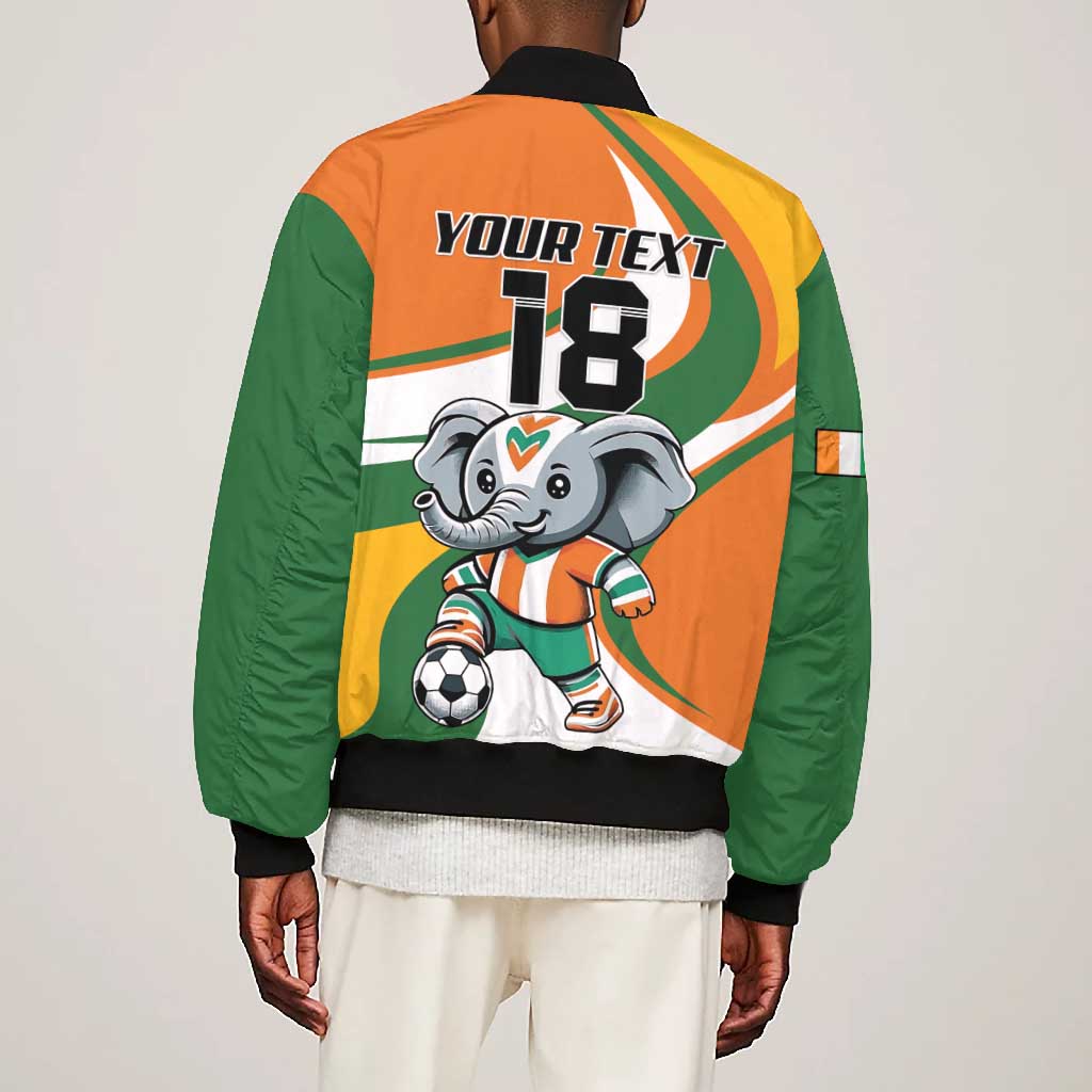 Custom Ivory Coast Football Bomber Jacket Les Elephants Mascot - African Pride