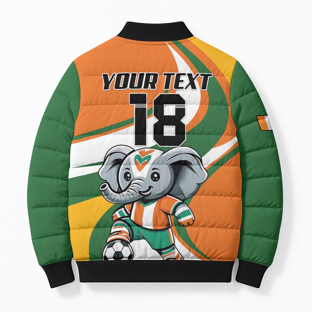 Custom Ivory Coast Football Bomber Puffer Jacket Les Elephants Mascot - African Pride