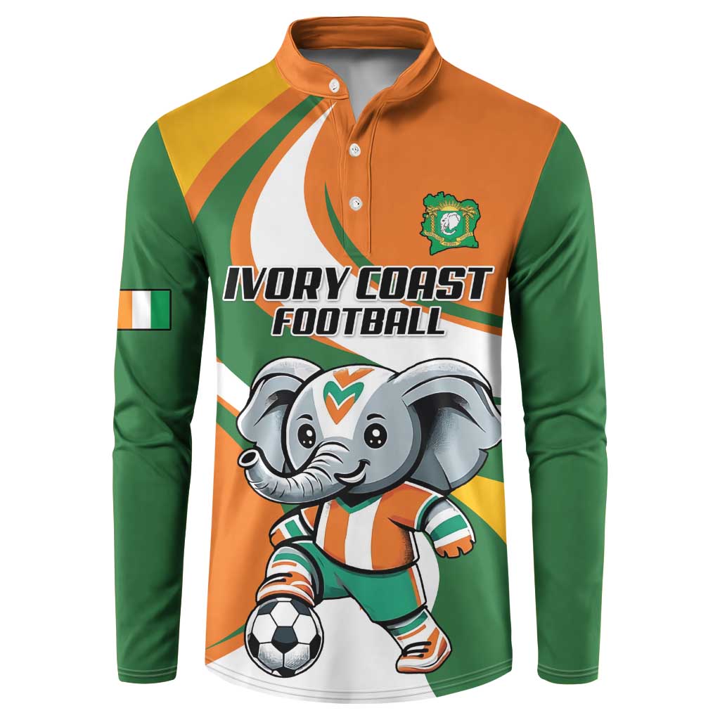 Custom Ivory Coast Football Button Sweatshirt Les Elephants Mascot