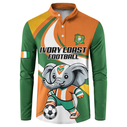 Custom Ivory Coast Football Button Sweatshirt Les Elephants Mascot