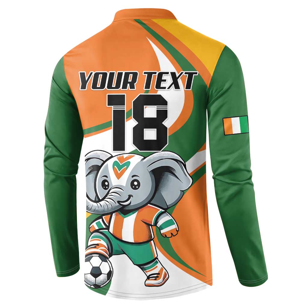 Custom Ivory Coast Football Button Sweatshirt Les Elephants Mascot