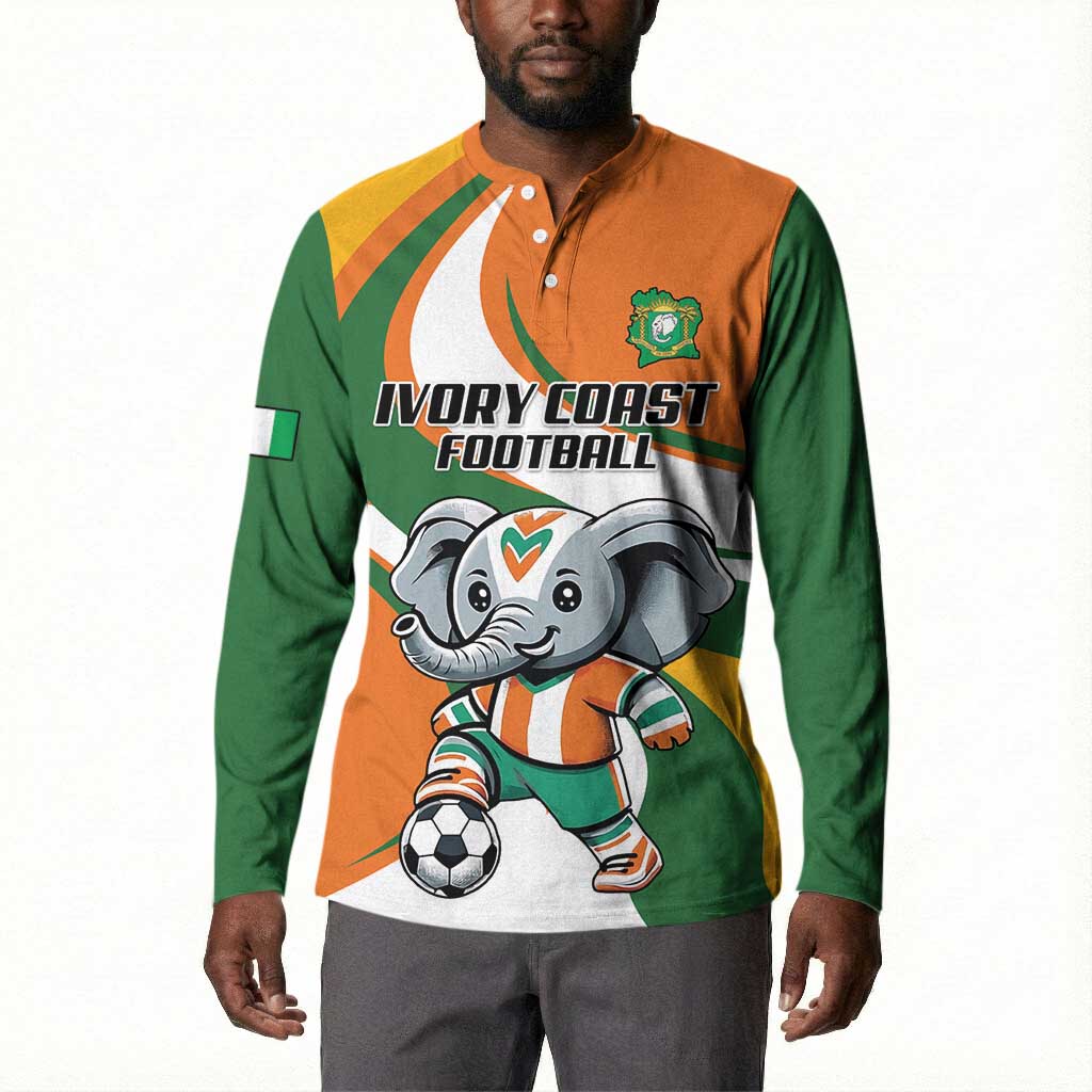 Custom Ivory Coast Football Button Sweatshirt Les Elephants Mascot