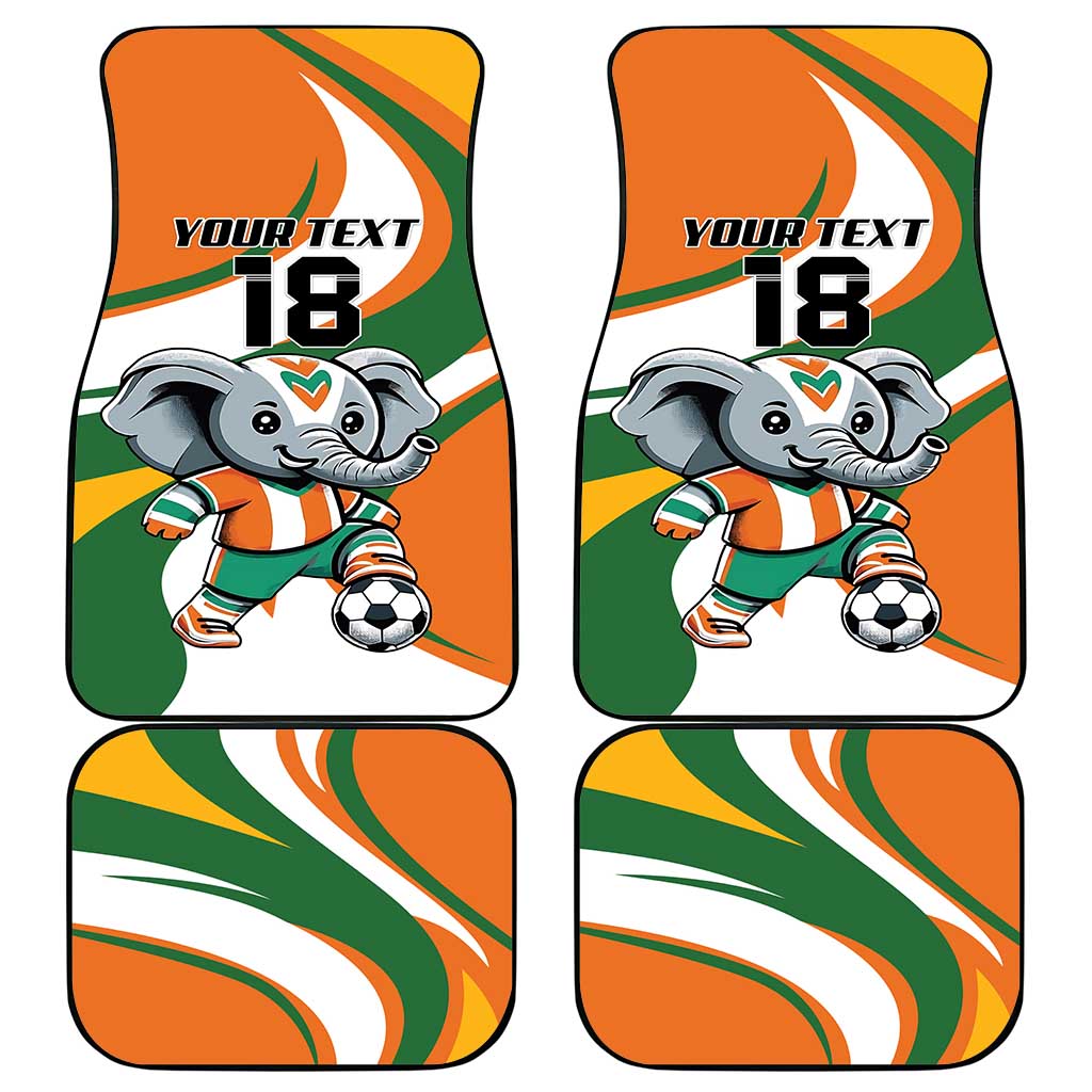 Custom Ivory Coast Football Car Mats Les Elephants Mascot - African Pride