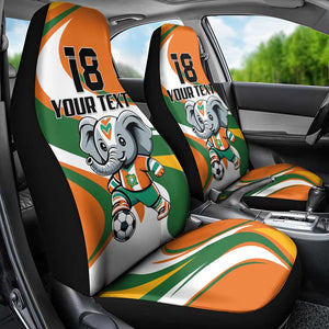 Custom Ivory Coast Football Car Seat Cover Les Elephants Mascot - African Pride