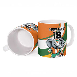 Custom Ivory Coast Football Ceramic Mug Les Elephants Mascot - African Pride