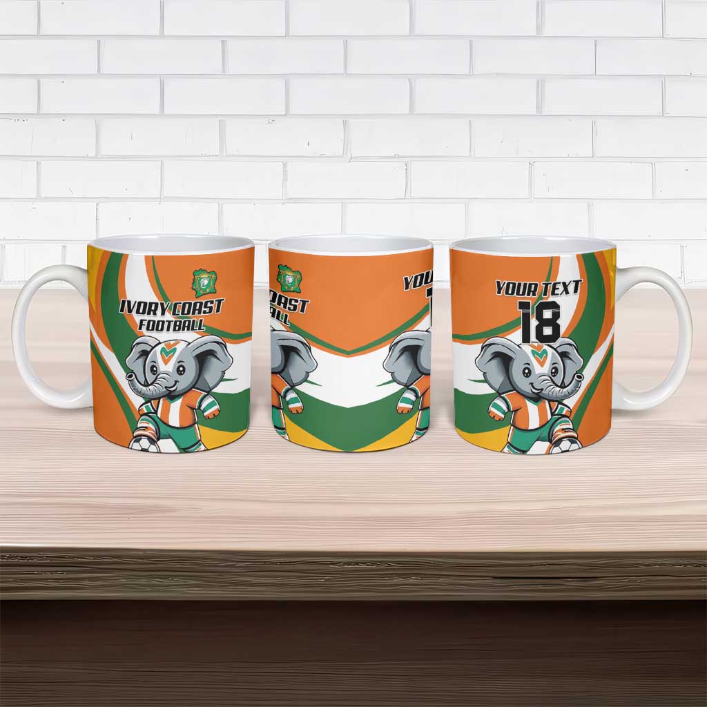 Custom Ivory Coast Football Ceramic Mug Les Elephants Mascot - African Pride