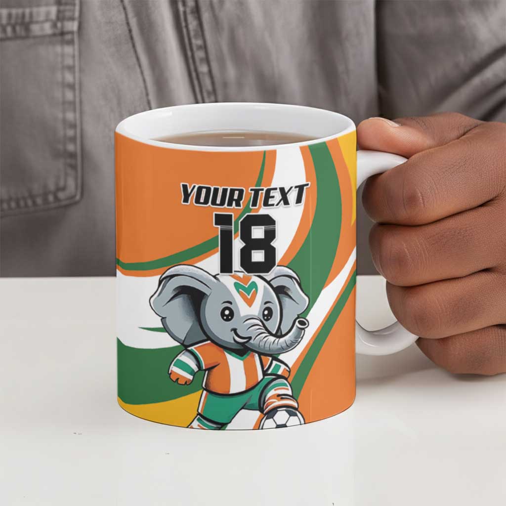 Custom Ivory Coast Football Ceramic Mug Les Elephants Mascot - African Pride