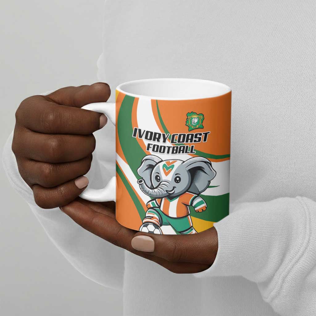 Custom Ivory Coast Football Ceramic Mug Les Elephants Mascot - African Pride