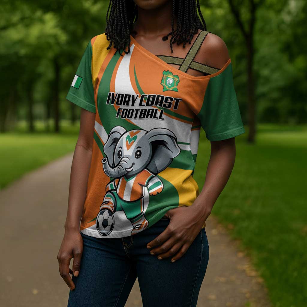 Custom Ivory Coast Football Cross Shoulder Shirt Les Elephants Mascot - African Pride