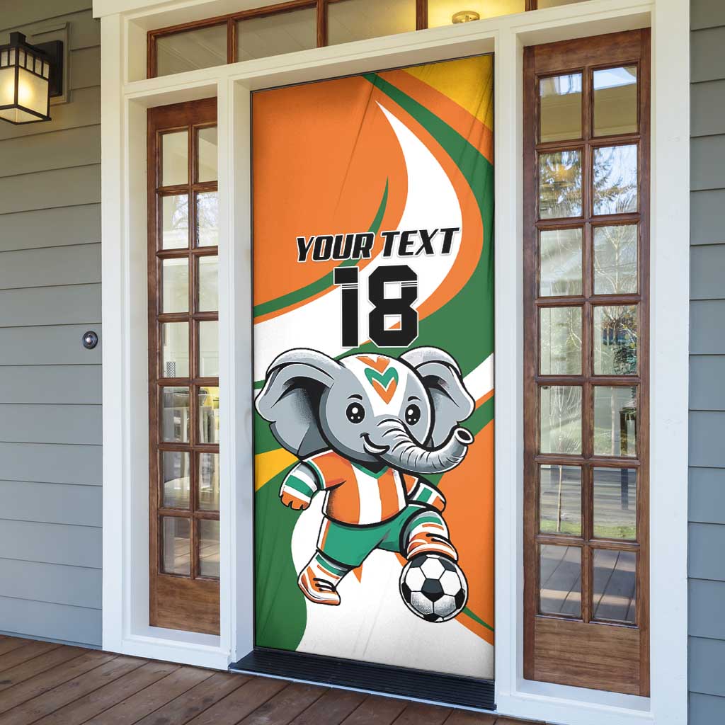 Custom Ivory Coast Football Door Cover Les Elephants Mascot - African Pride
