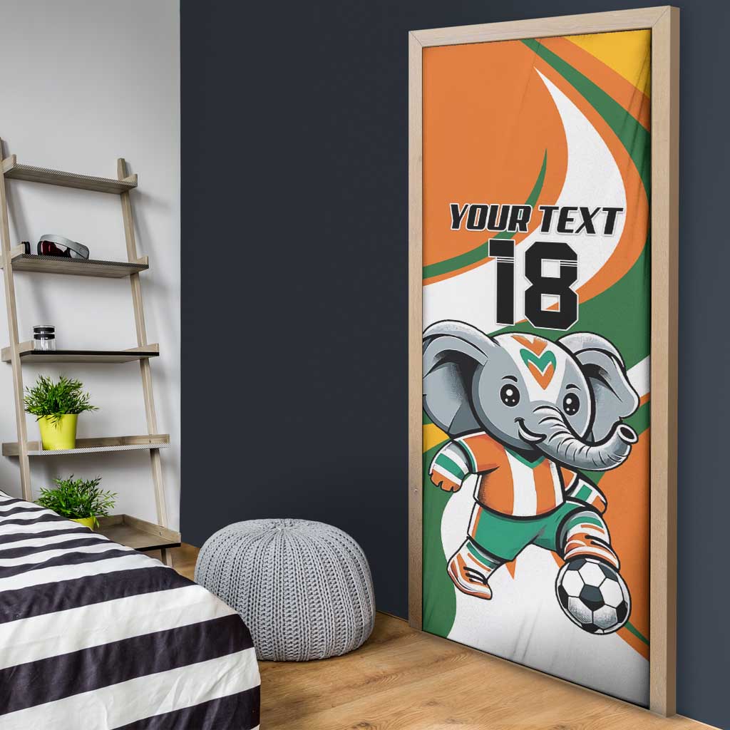 Custom Ivory Coast Football Door Cover Les Elephants Mascot - African Pride