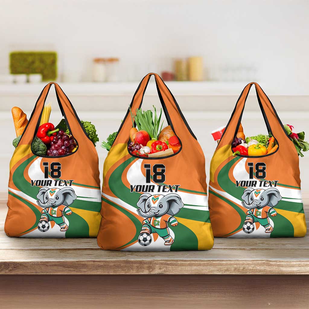 Custom Ivory Coast Football Grocery Bag Les Elephants Mascot - African Pride