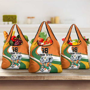 Custom Ivory Coast Football Grocery Bag Les Elephants Mascot - African Pride