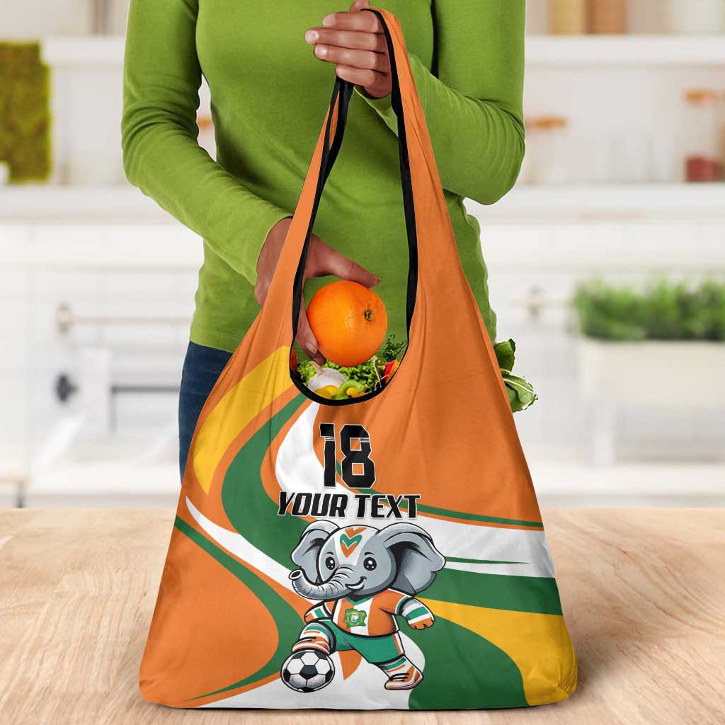Custom Ivory Coast Football Grocery Bag Les Elephants Mascot - African Pride