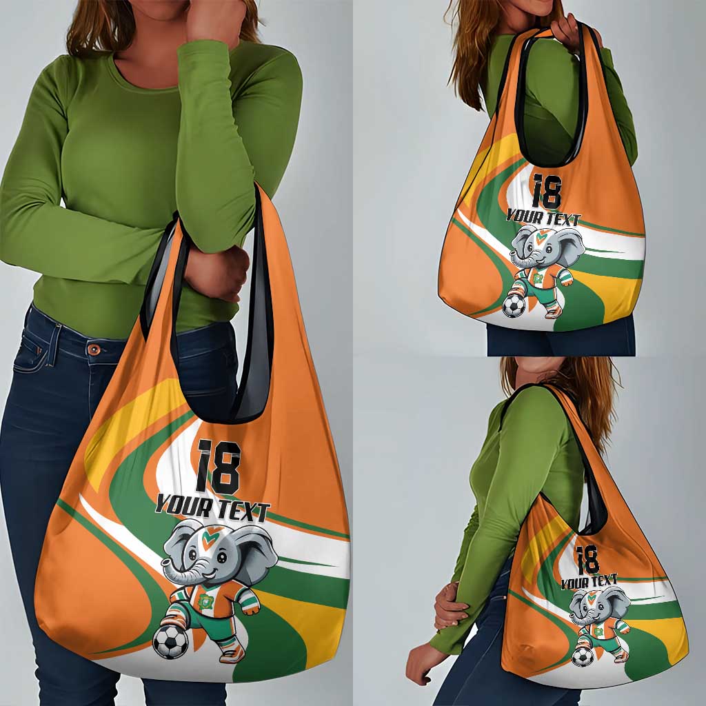 Custom Ivory Coast Football Grocery Bag Les Elephants Mascot - African Pride