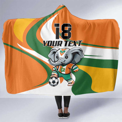 Custom Ivory Coast Football Hooded Blanket Les Elephants Mascot - African Pride