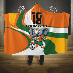 Custom Ivory Coast Football Hooded Blanket Les Elephants Mascot - African Pride