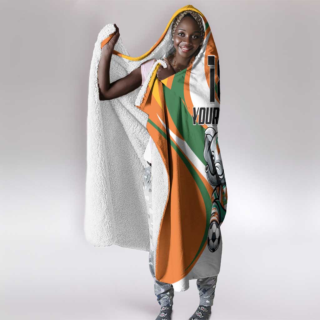 Custom Ivory Coast Football Hooded Blanket Les Elephants Mascot - African Pride