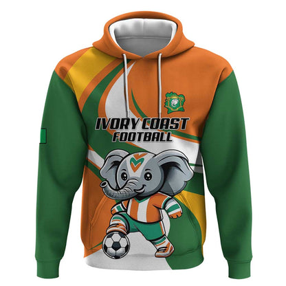 Custom Ivory Coast Football Hoodie Les Elephants Mascot - African Pride