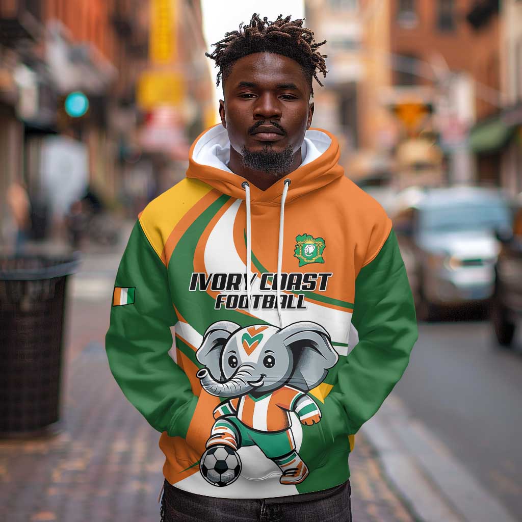 Custom Ivory Coast Football Hoodie Les Elephants Mascot - African Pride