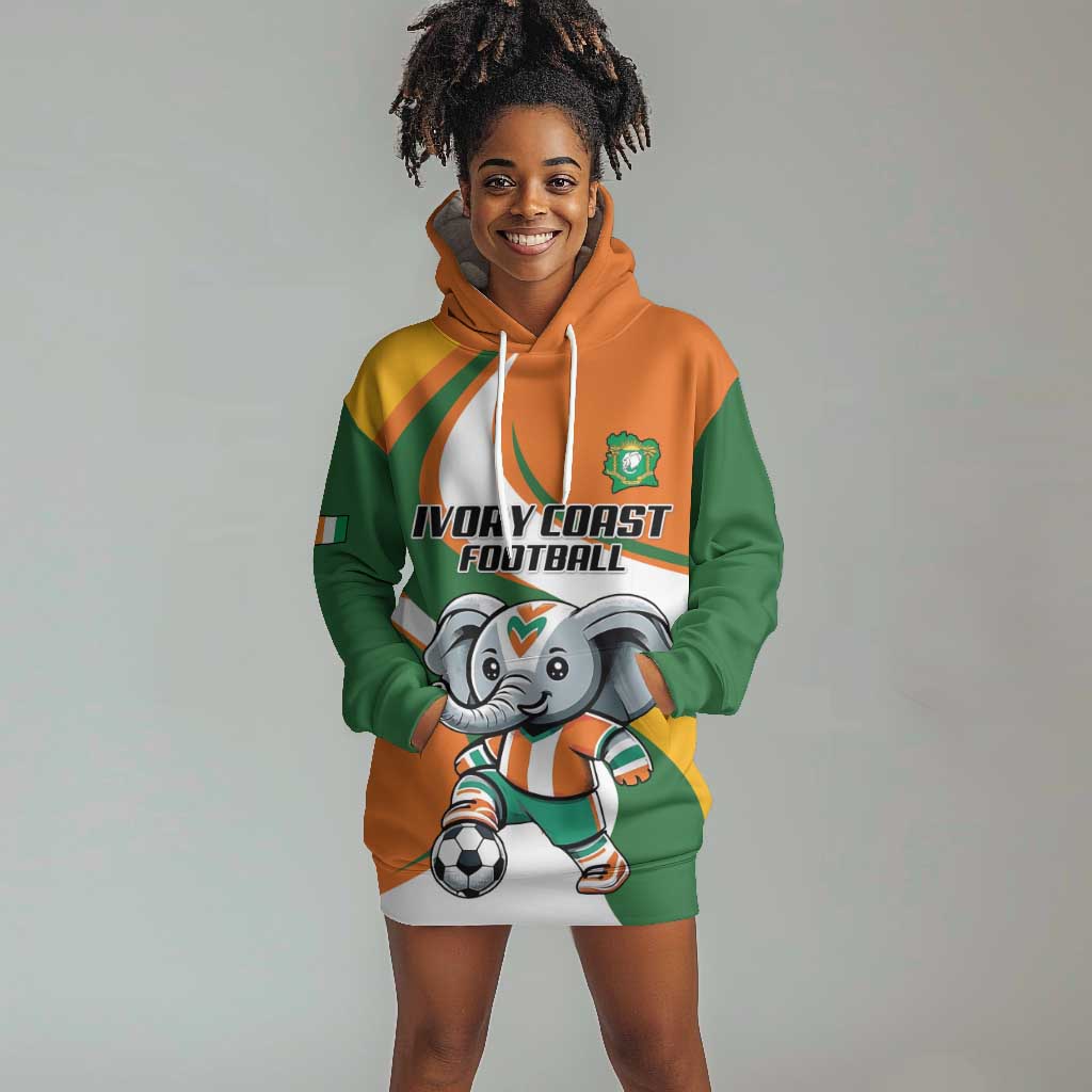 Custom Ivory Coast Football Hoodie Dress Les Elephants Mascot - African Pride
