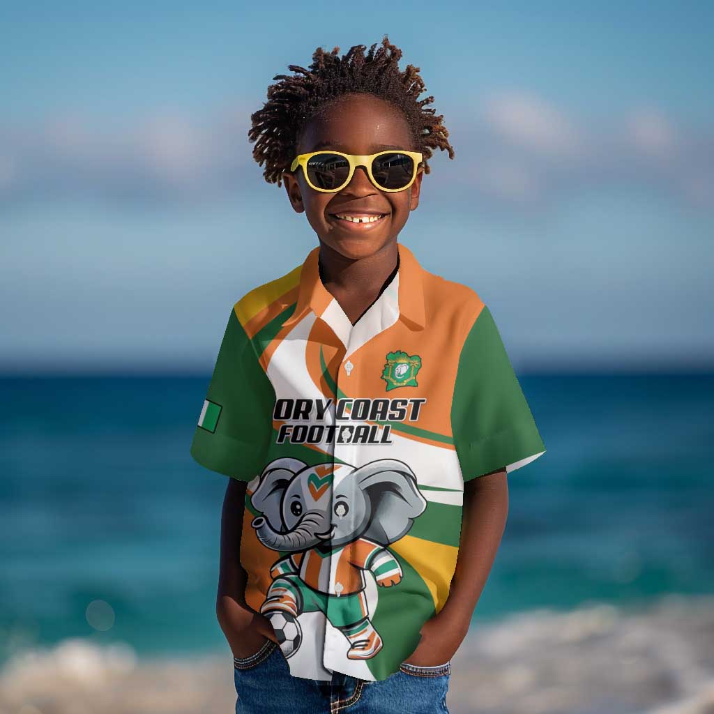 Custom Ivory Coast Football Kid Hawaiian Shirt Les Elephants Mascot LT18