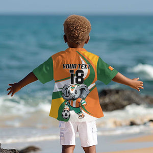 Custom Ivory Coast Football Kid Hawaiian Shirt Les Elephants Mascot LT18