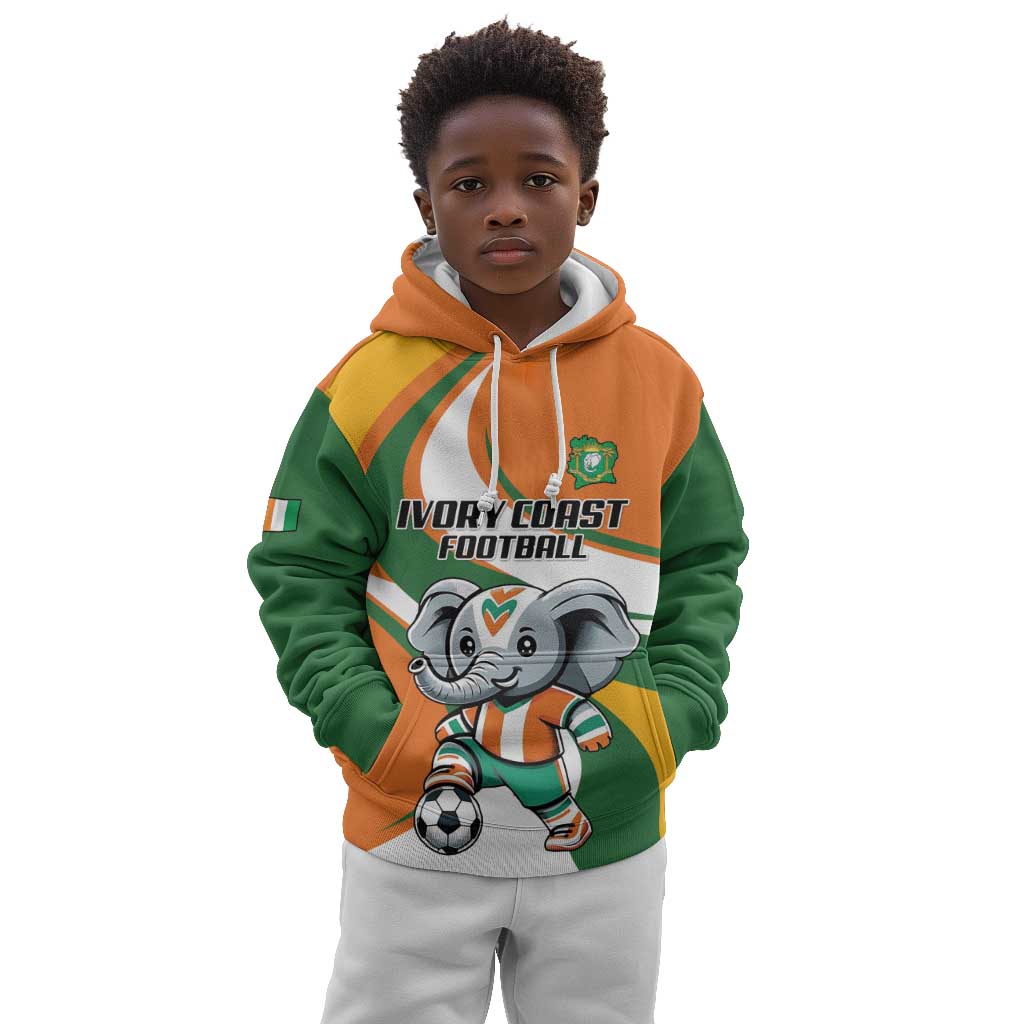 Custom Ivory Coast Football Kid Hoodie Les Elephants Mascot - African Pride
