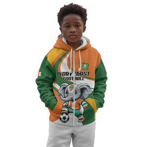 Custom Ivory Coast Football Kid Hoodie Les Elephants Mascot - African Pride