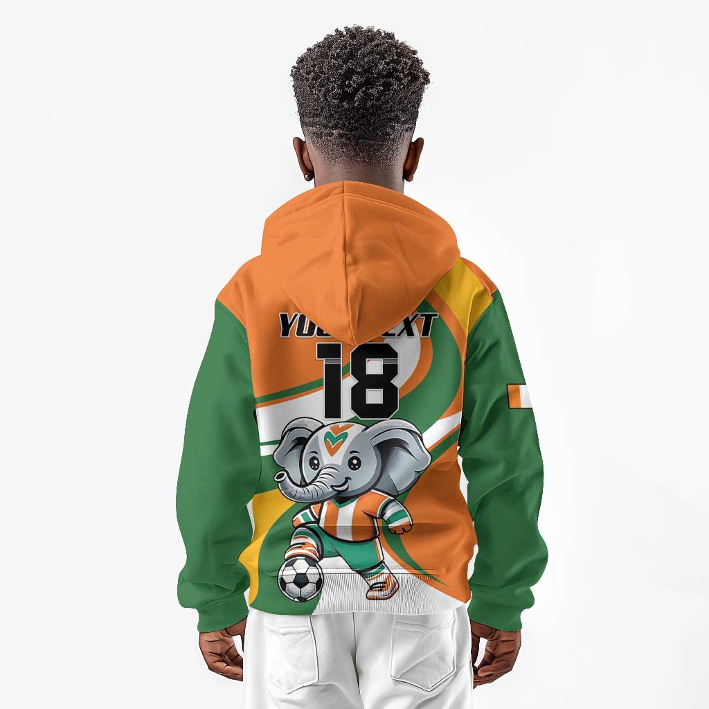 Custom Ivory Coast Football Kid Hoodie Les Elephants Mascot - African Pride